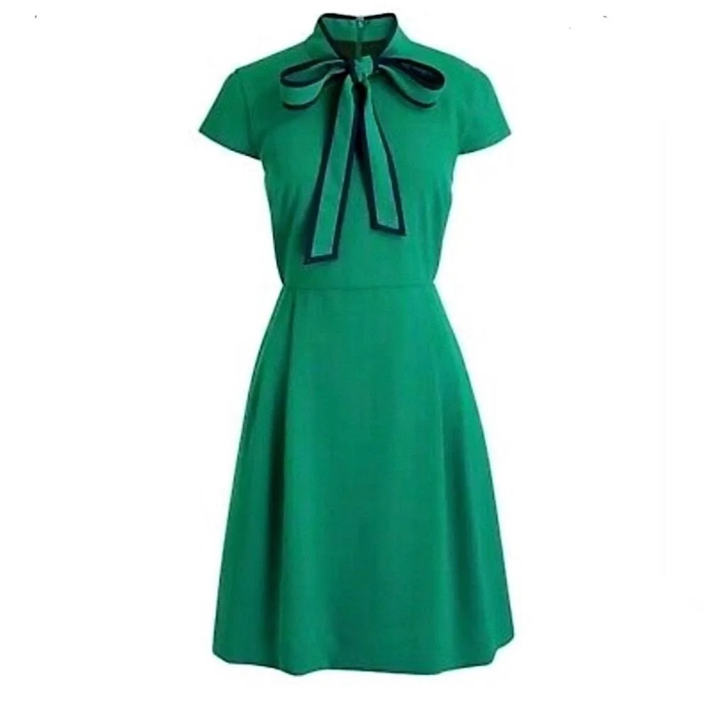 J. Crew Tie Neck Dress in 365 Crepe Alpine Meadow 8